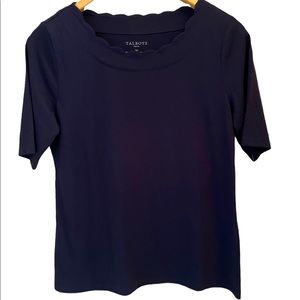 NWT Talbots M Petite Women’s Scalloped Neck Short Sleeve Top
